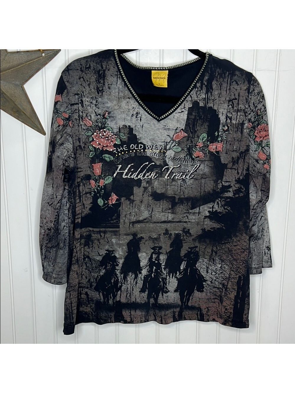 Katina Marie Old West 3/4 Sleeve Top Size Large